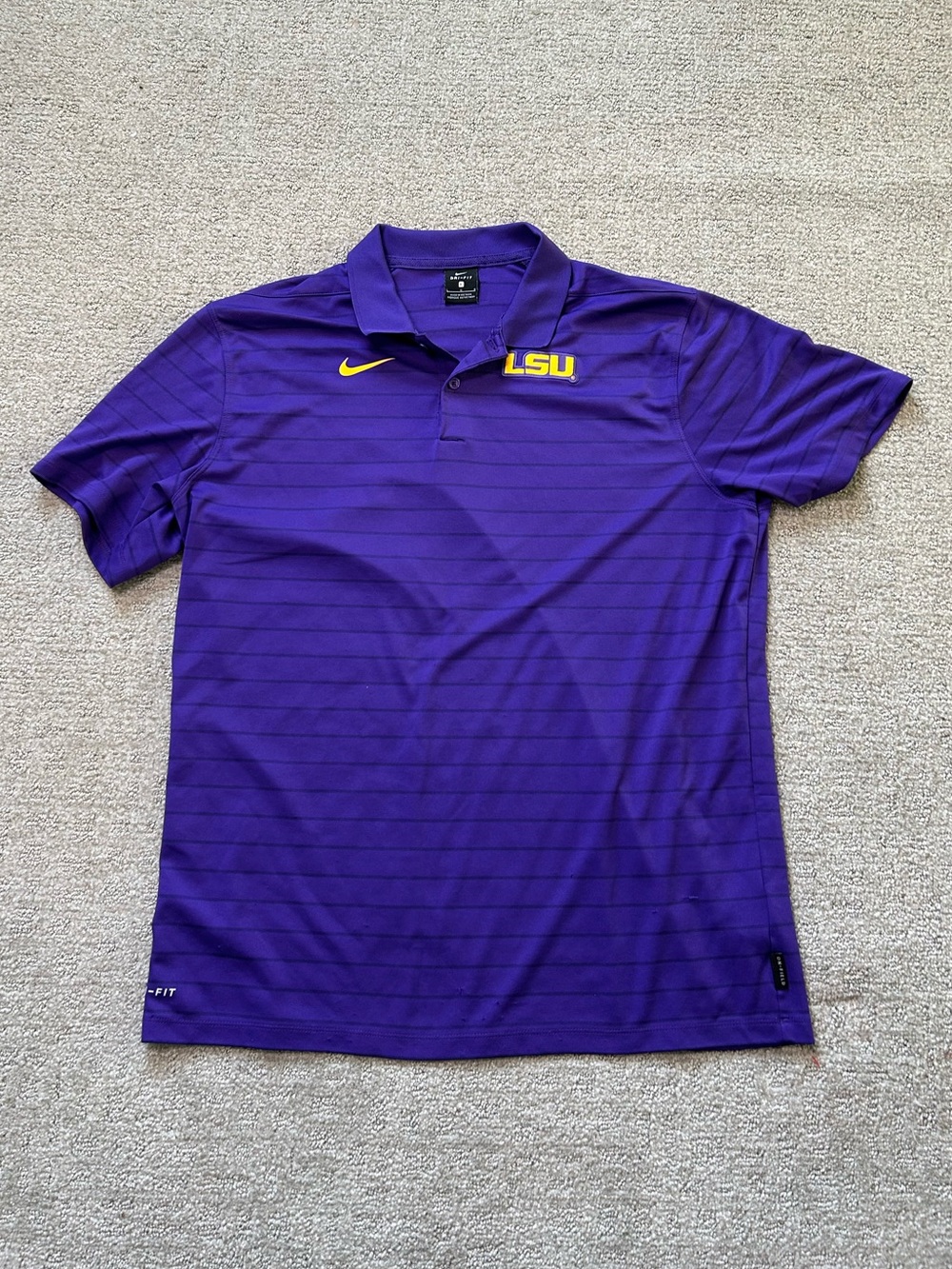 LSU Tigers Shirt Mens Large Purple NCAA Football Nike Dri-FIT Performance Polo